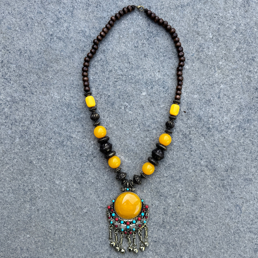 Bohemian Yellow and Turquoise Necklace