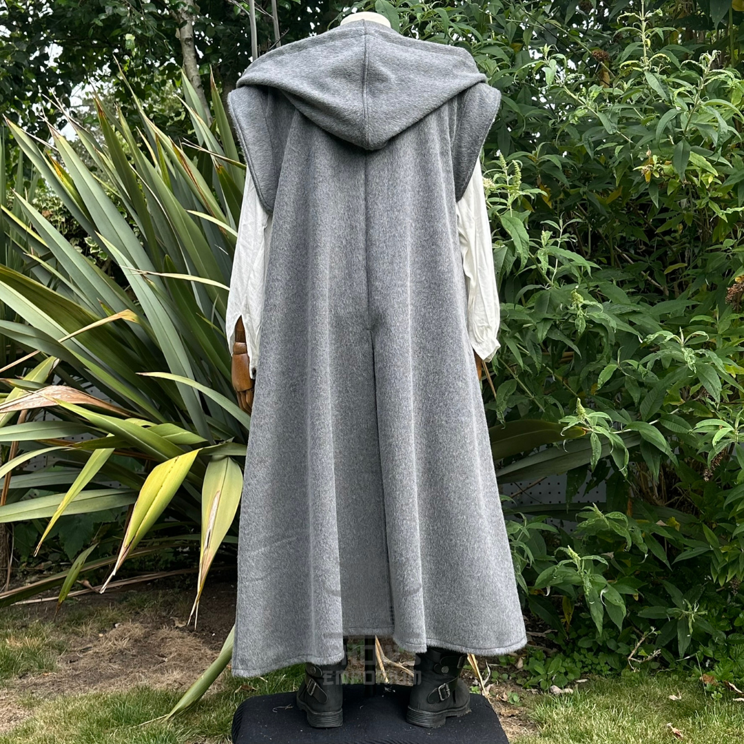 Grey Hooded Sleeveless Robe