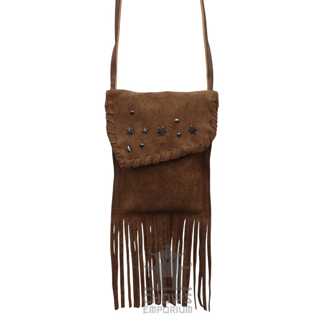 Brown Suede Fringe Shoulder Bag - Small
