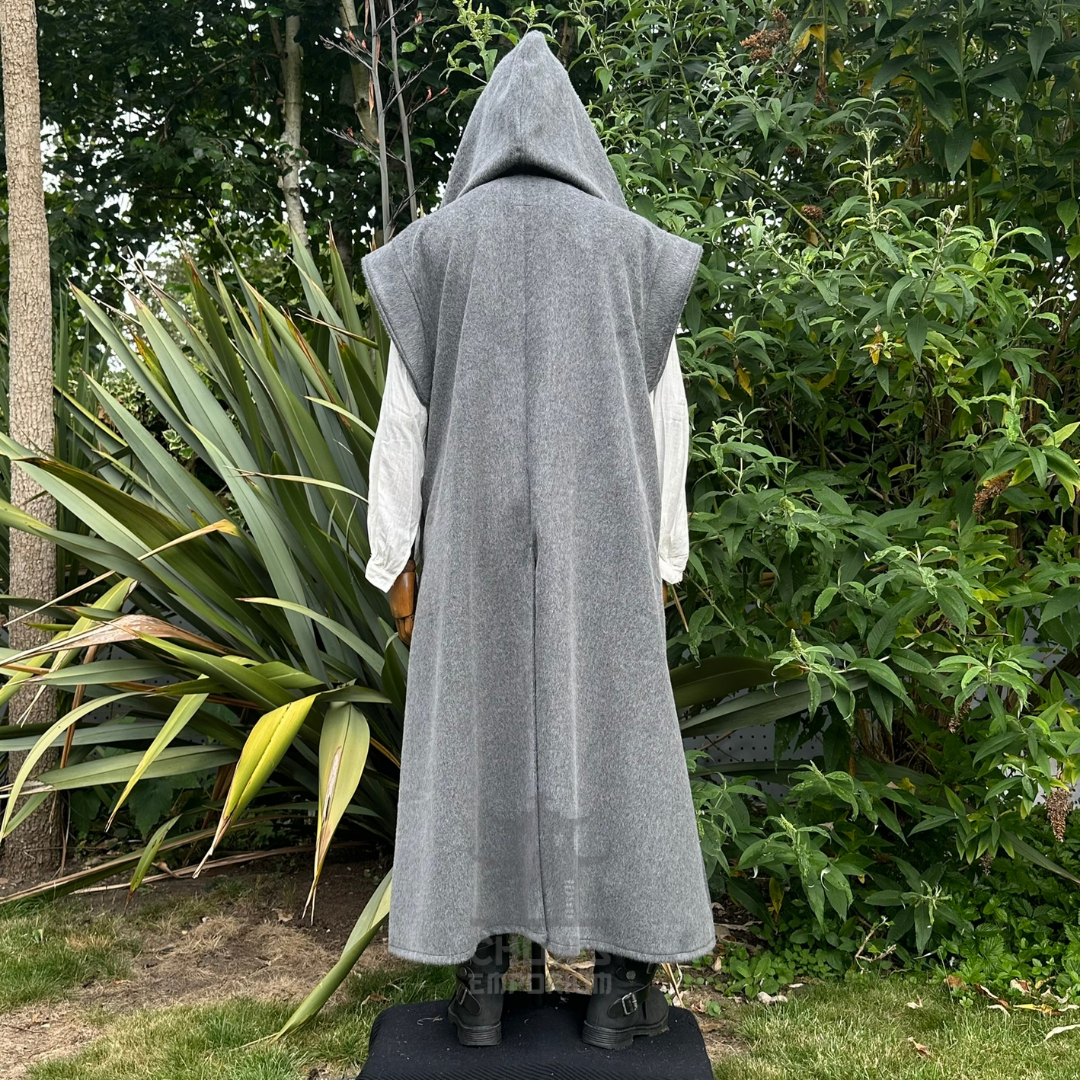 Grey Hooded Sleeveless Robe