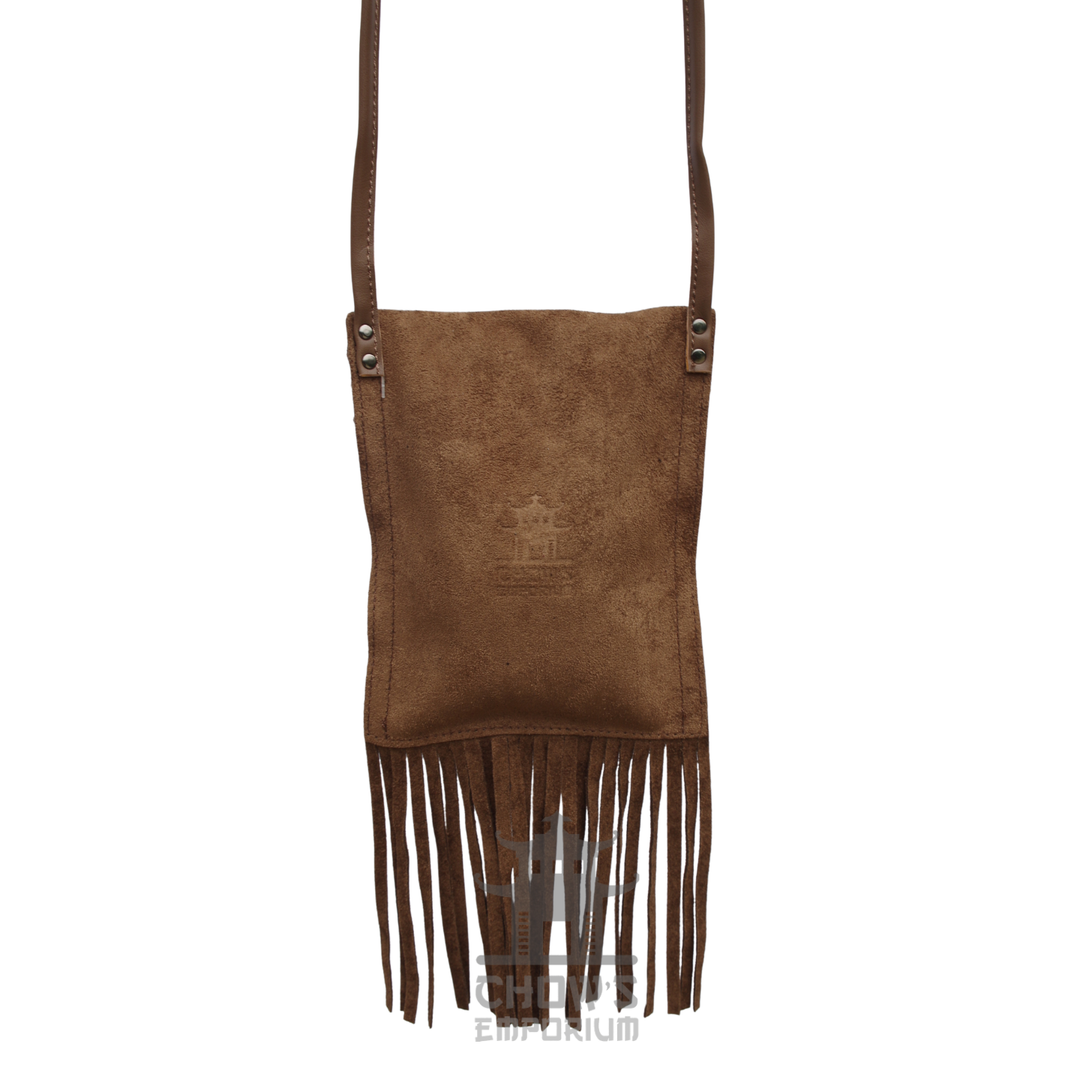 Brown Suede Fringe Shoulder Bag - Small