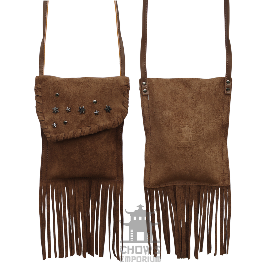 Brown Suede Fringe Shoulder Bag - Small
