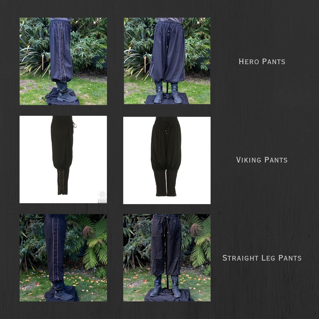 Optional trousers for the Pirate Lord set: Hero, Viking and Straight Leg styles in a cotton blend