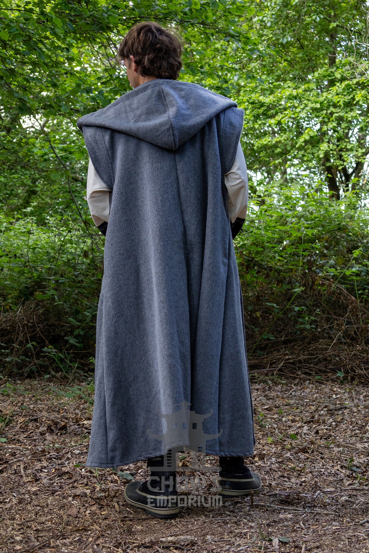 Grey Hooded Sleeveless Robe