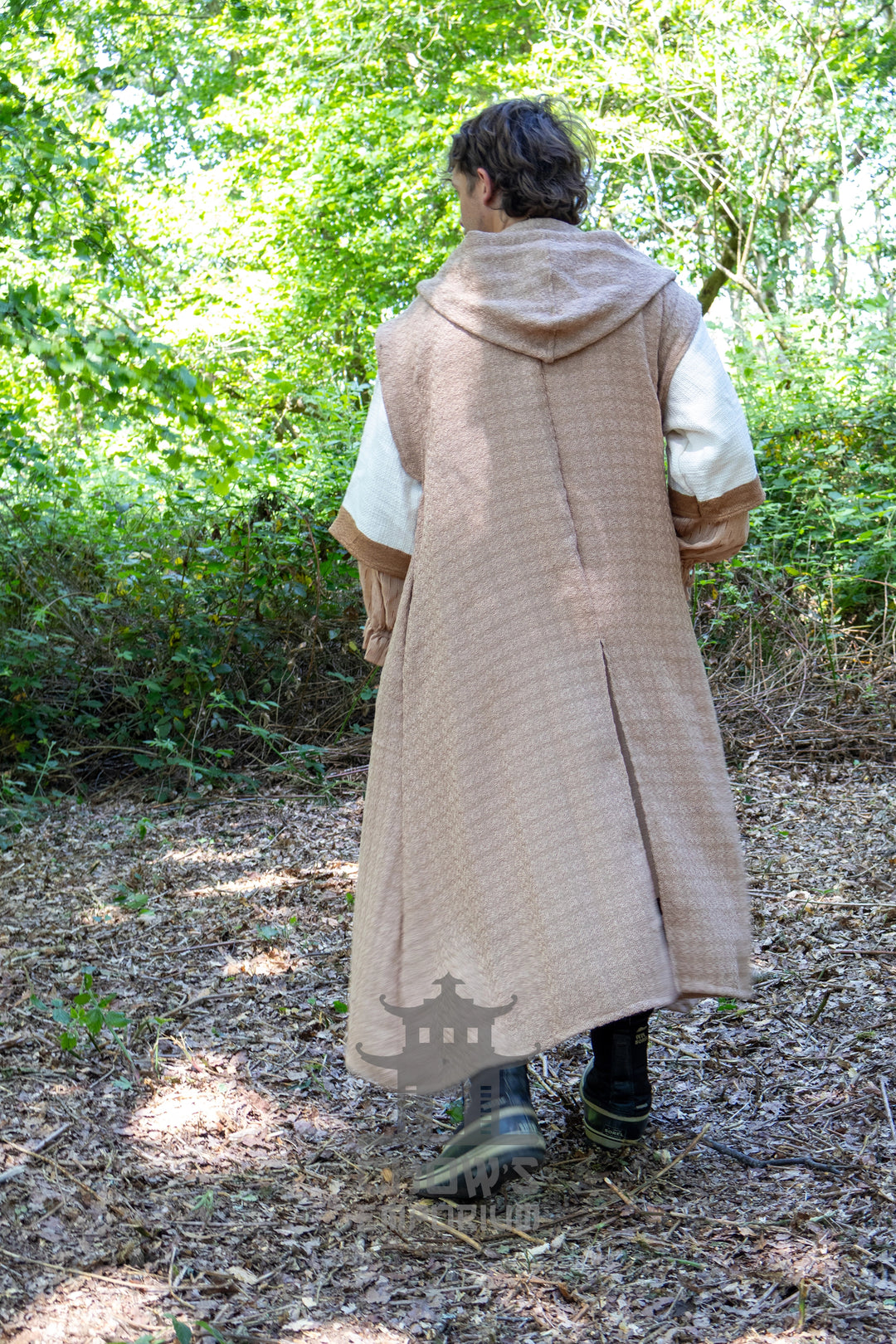 Textured Sand Hooded Sleeveless Robe