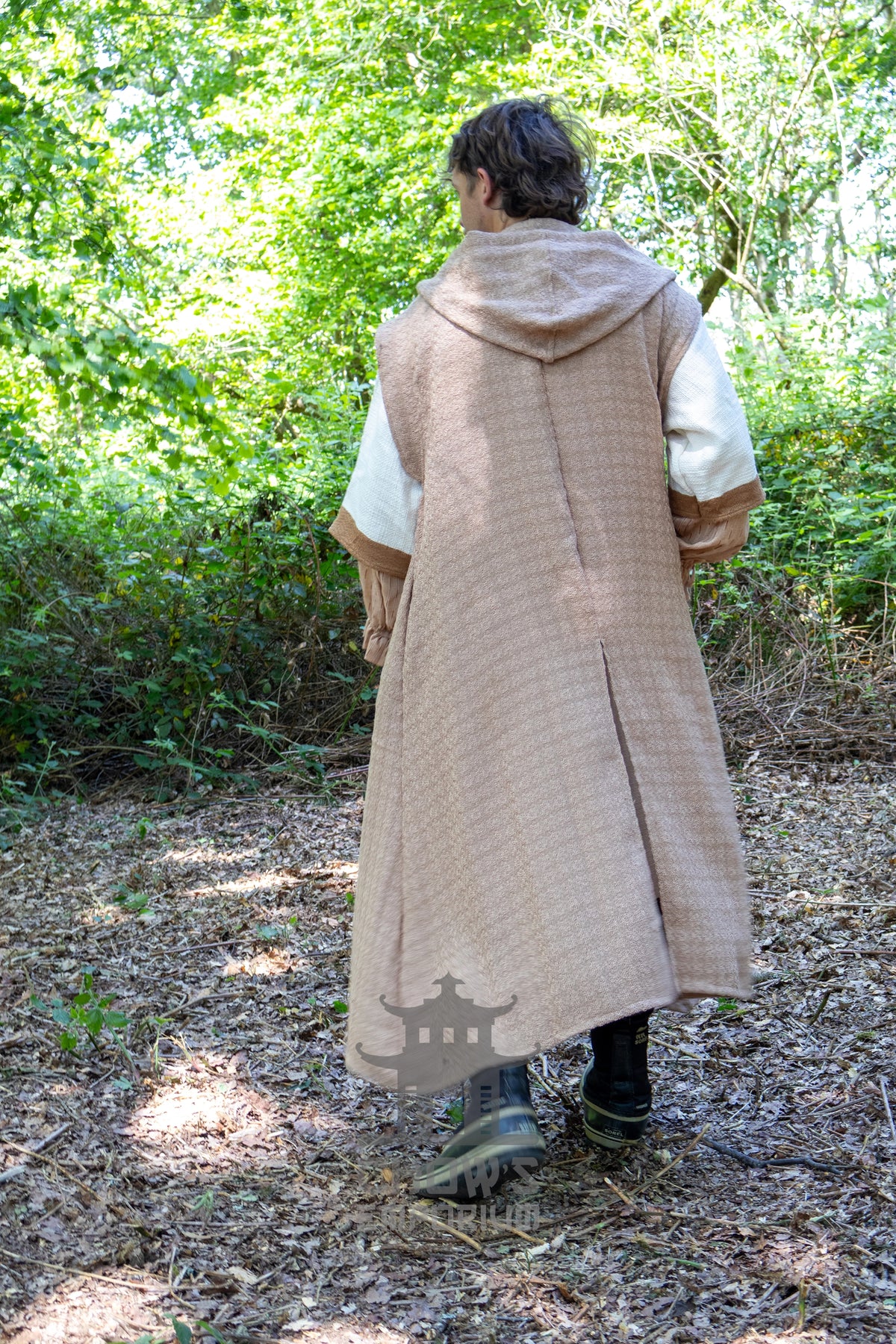 Textured Sand Hooded Sleeveless Robe