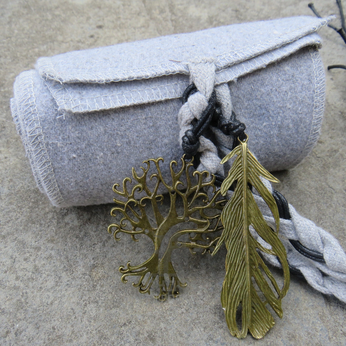 Light Grey Wool Decorated Sash
