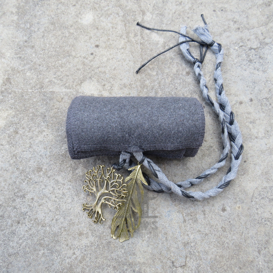 Dark Grey Wool Decorated Sash