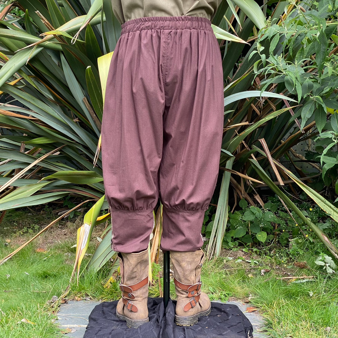 viking pants styled for LARP in brown cotton.