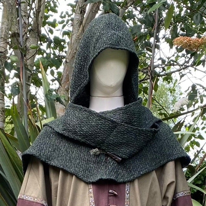 Dark Green Wool Scarf Hood