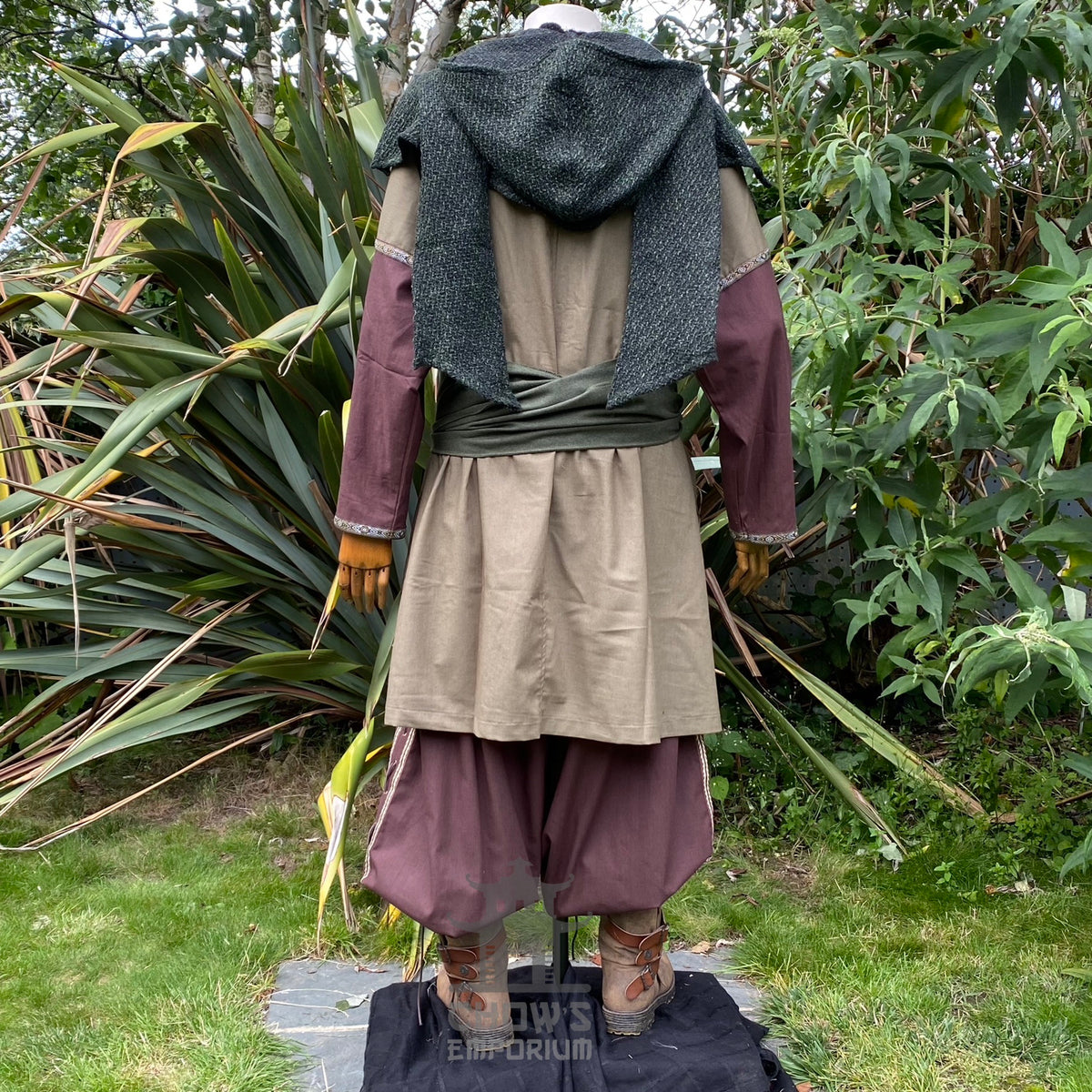 Dark Green Wool Scarf Hood