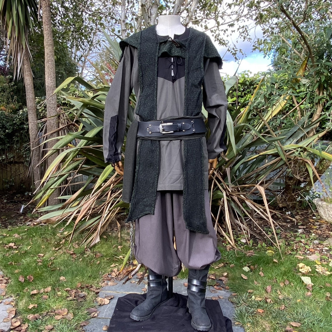 Medieval LARP outfit with belted coat.