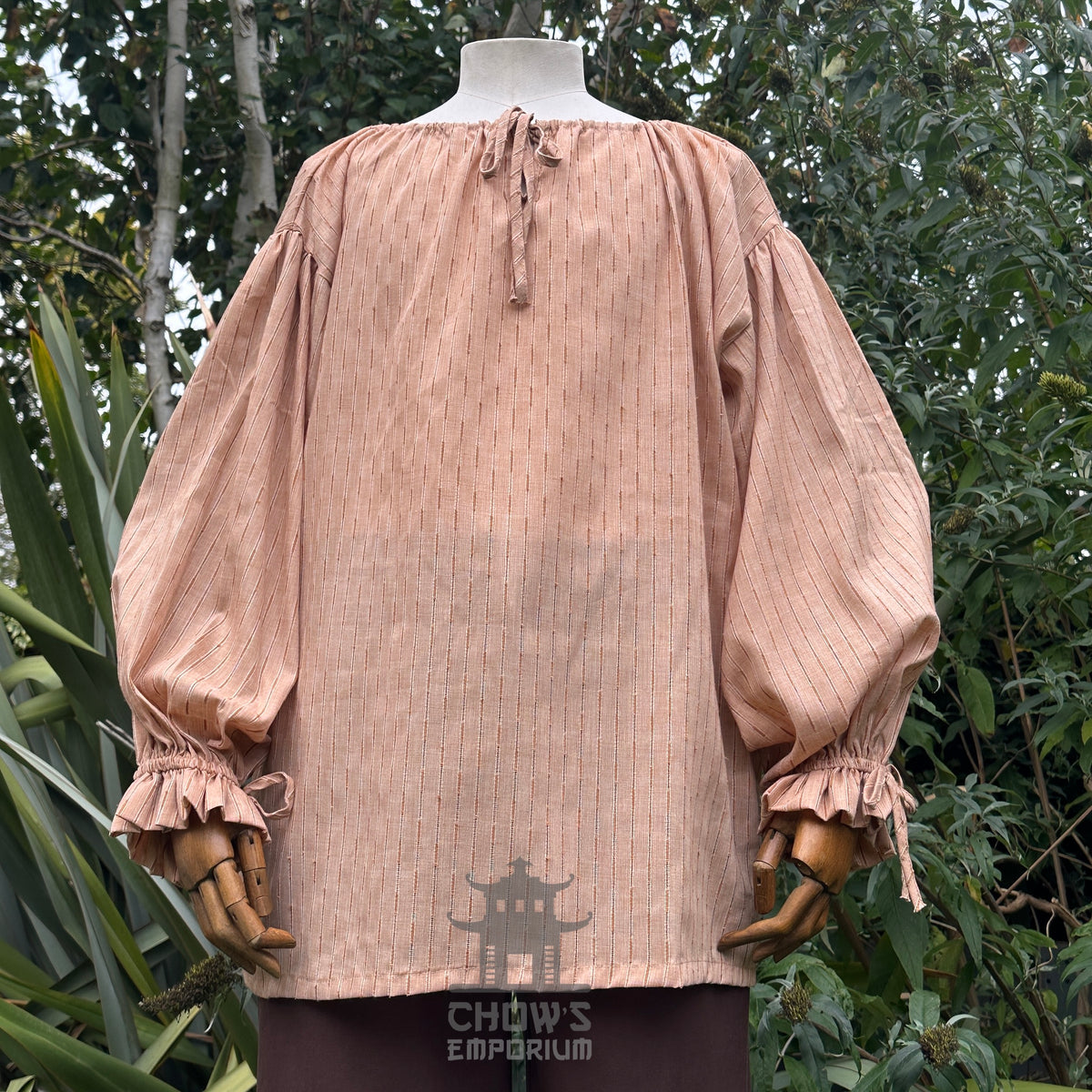 breathable tan round-neck medieval shirt for cosplay and LARP.