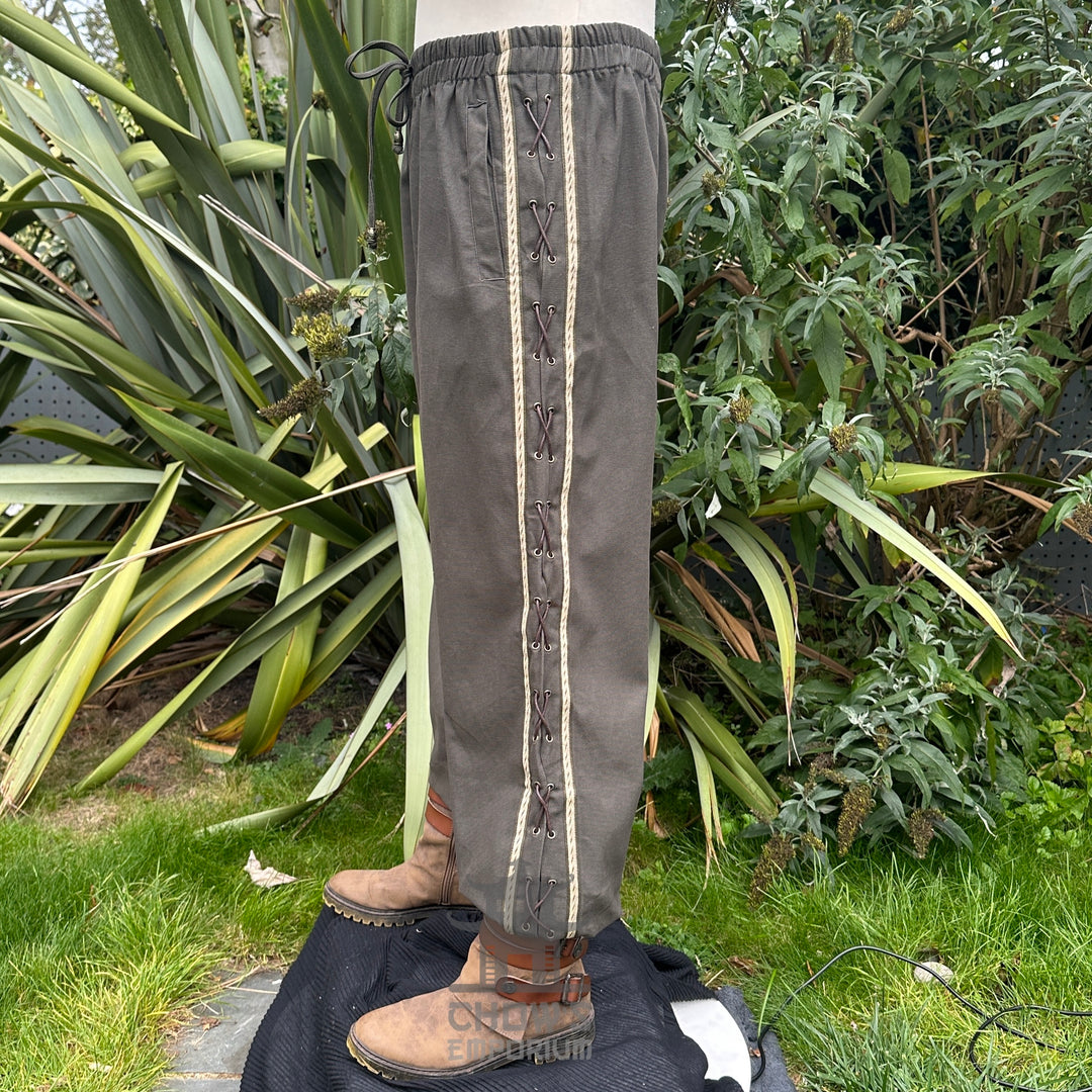 Medieval LARP pants with intricate side lace-up.