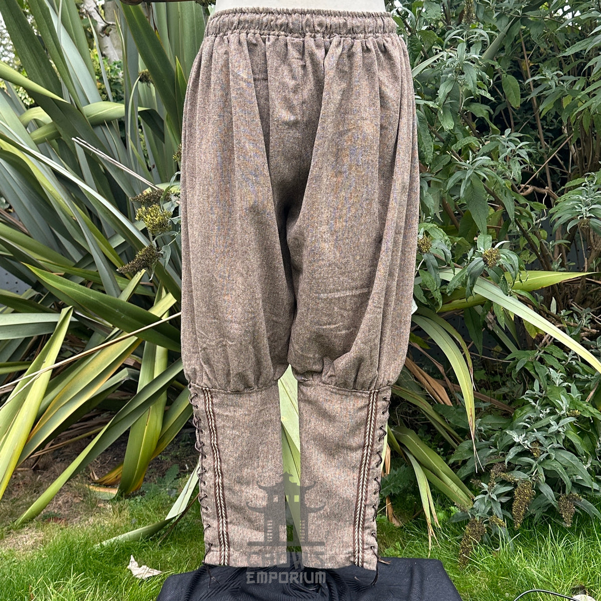 woolen Viking trousers with braid trim for fantasy wear.