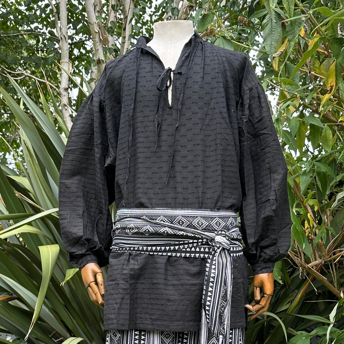 textured black medieval shirt for fantasy events and Ren faire.