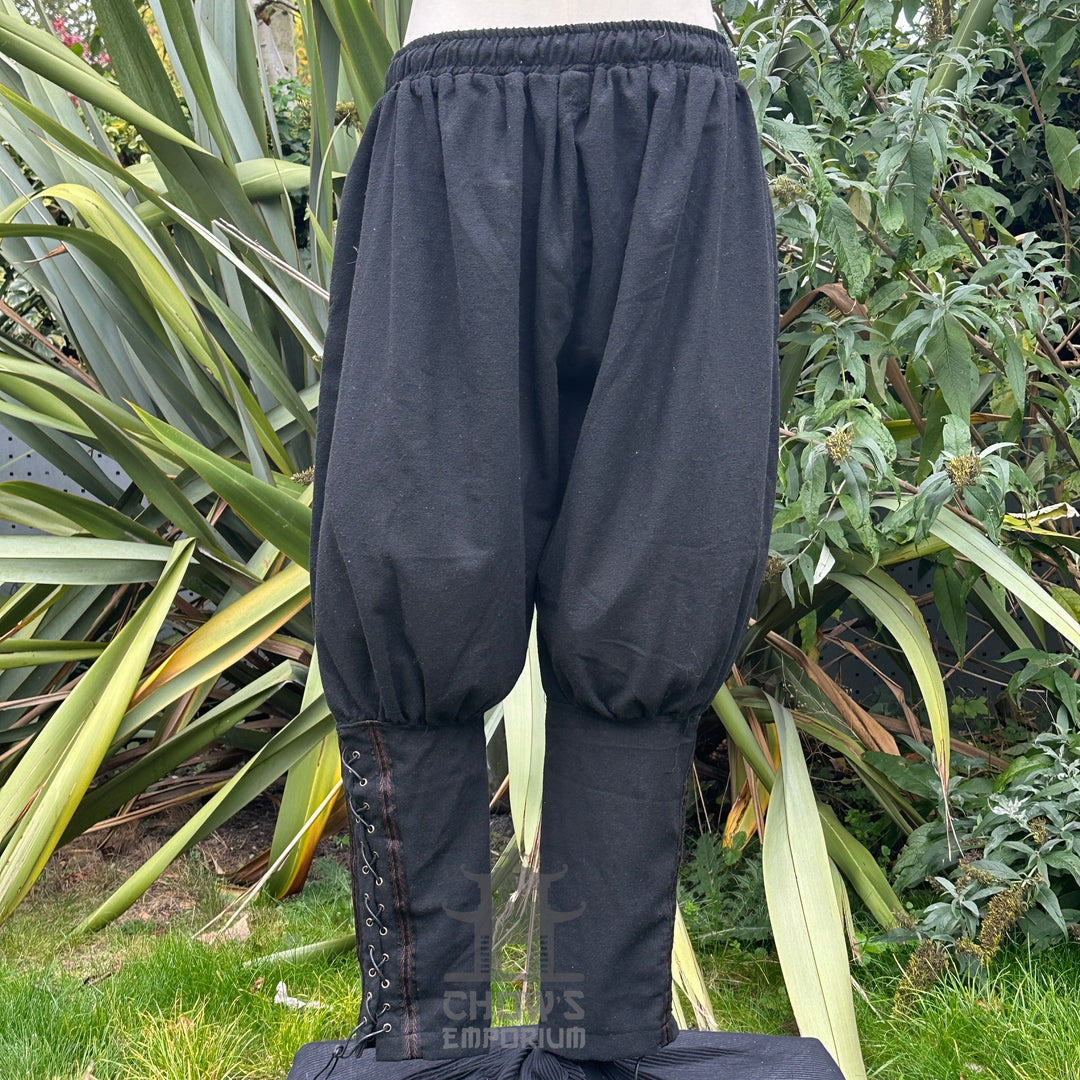 sturdy wool trousers for Viking costume with braid.