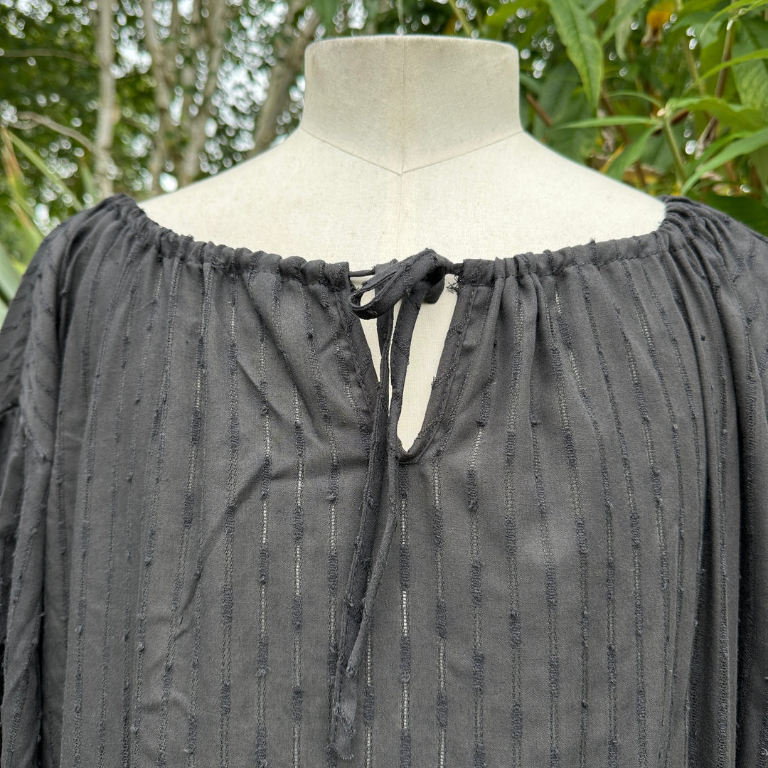 classic black round-neck medieval top for reenactment wear.