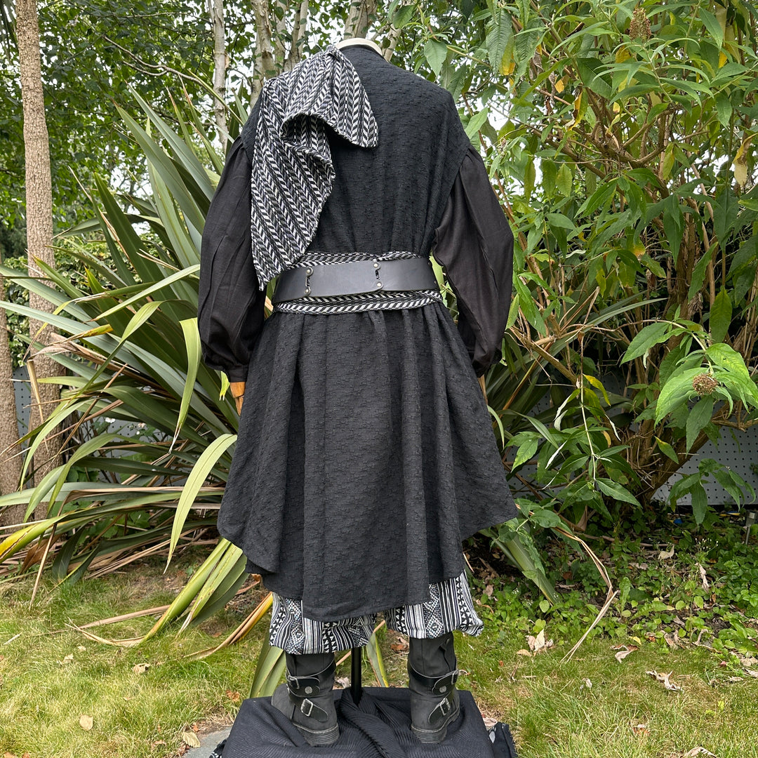 Rear view of pirate panel waistcoat and sash – LARP or cosplay outfit with belt.