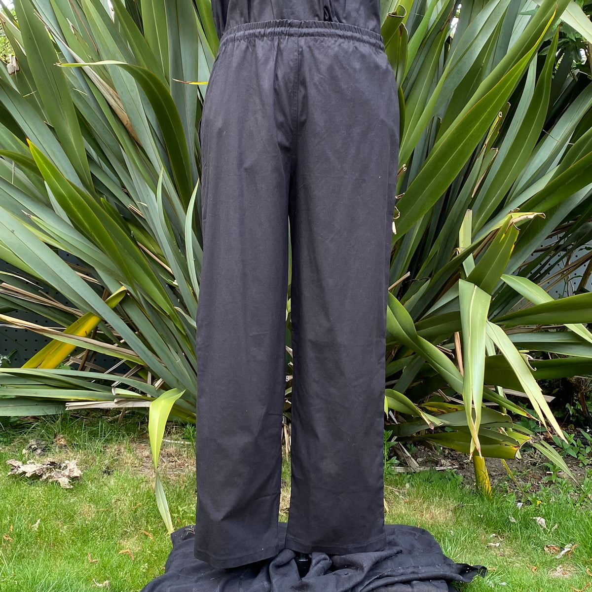 black straight medieval pants styled for cosplay outfit.