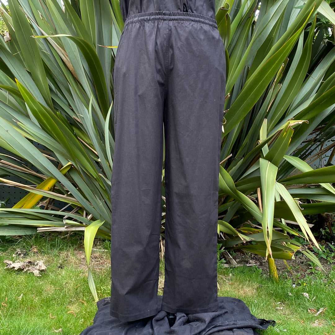 black straight medieval pants styled for cosplay outfit.