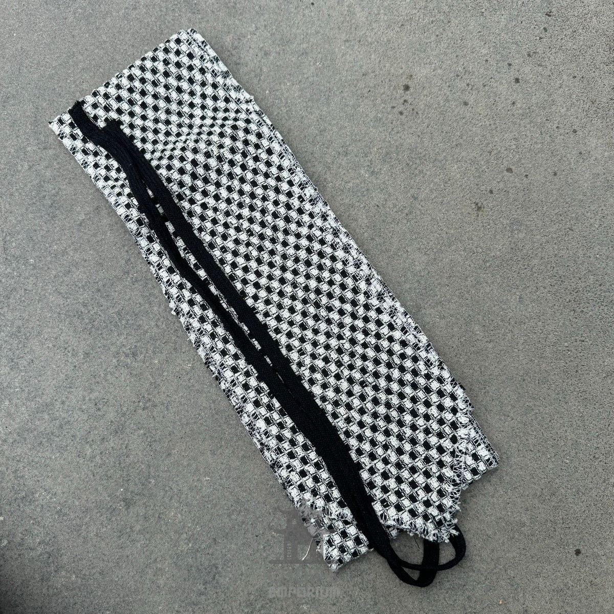 LARP belt and sash set in black and white check pattern, buffalo leather.