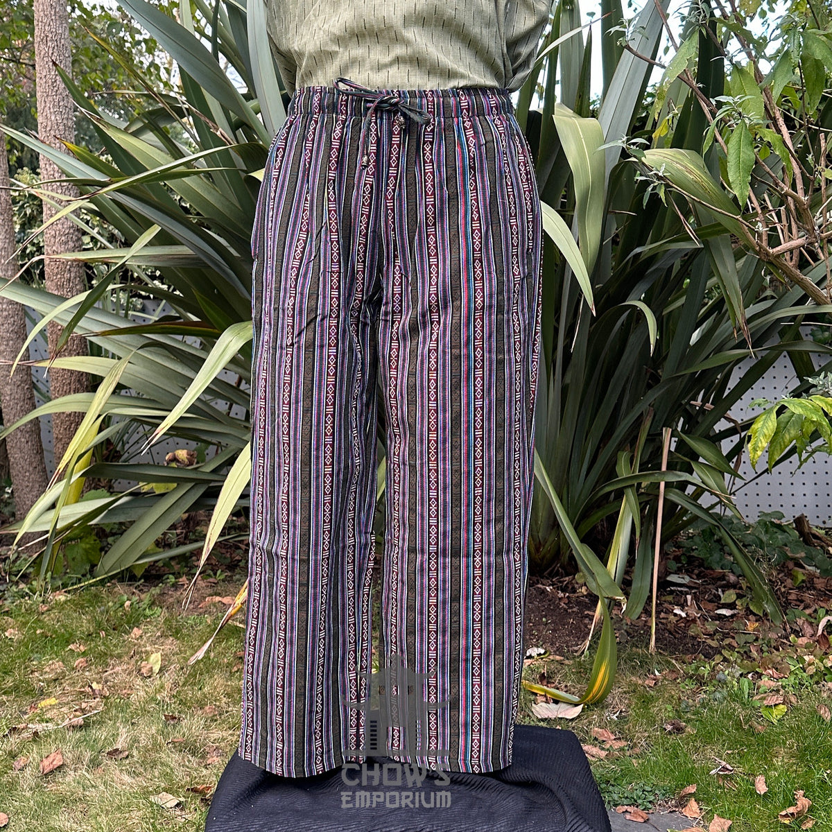 Striped LARP medieval pants with drawstring.