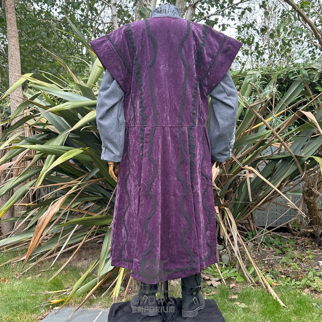 Panelled Wizard Waistcoat in Purple Suede Effect