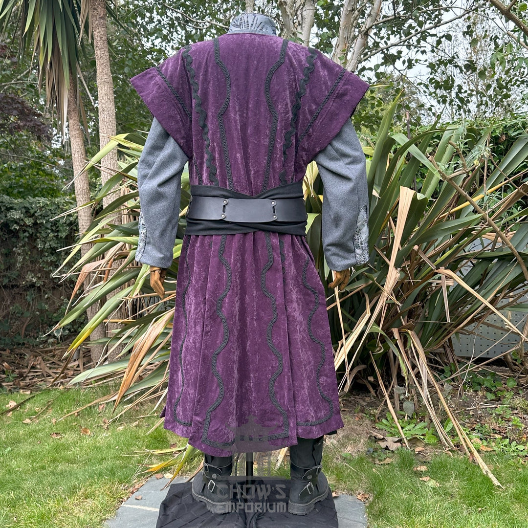 Panelled Wizard Waistcoat in Purple Suede Effect