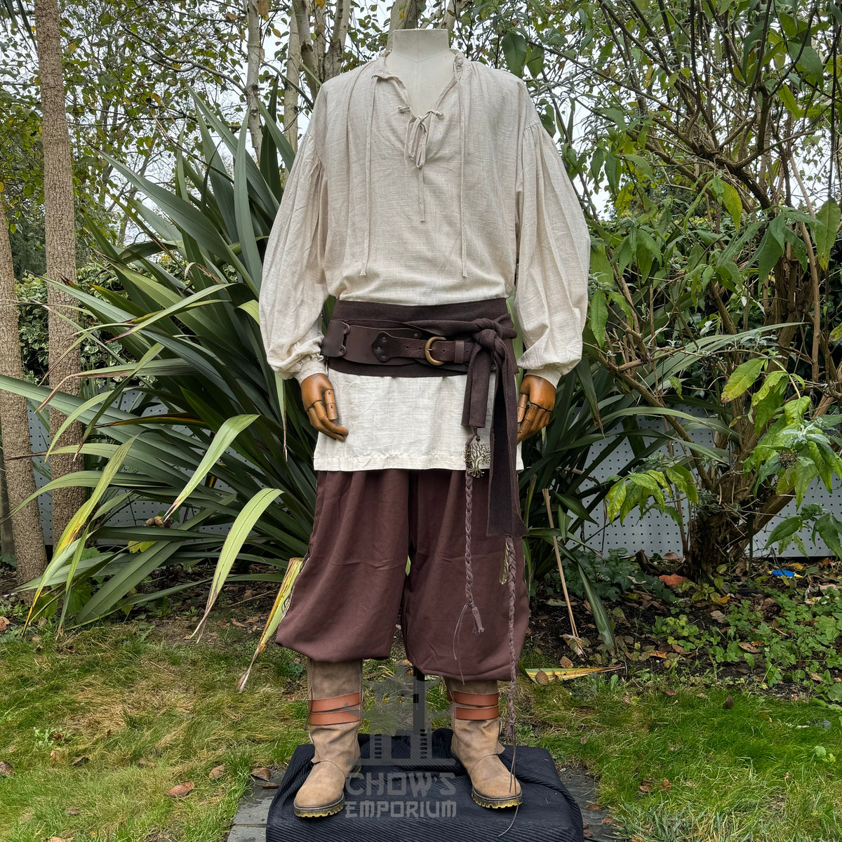 cotton-linen medieval shirt in natural tone for fantasy costume.