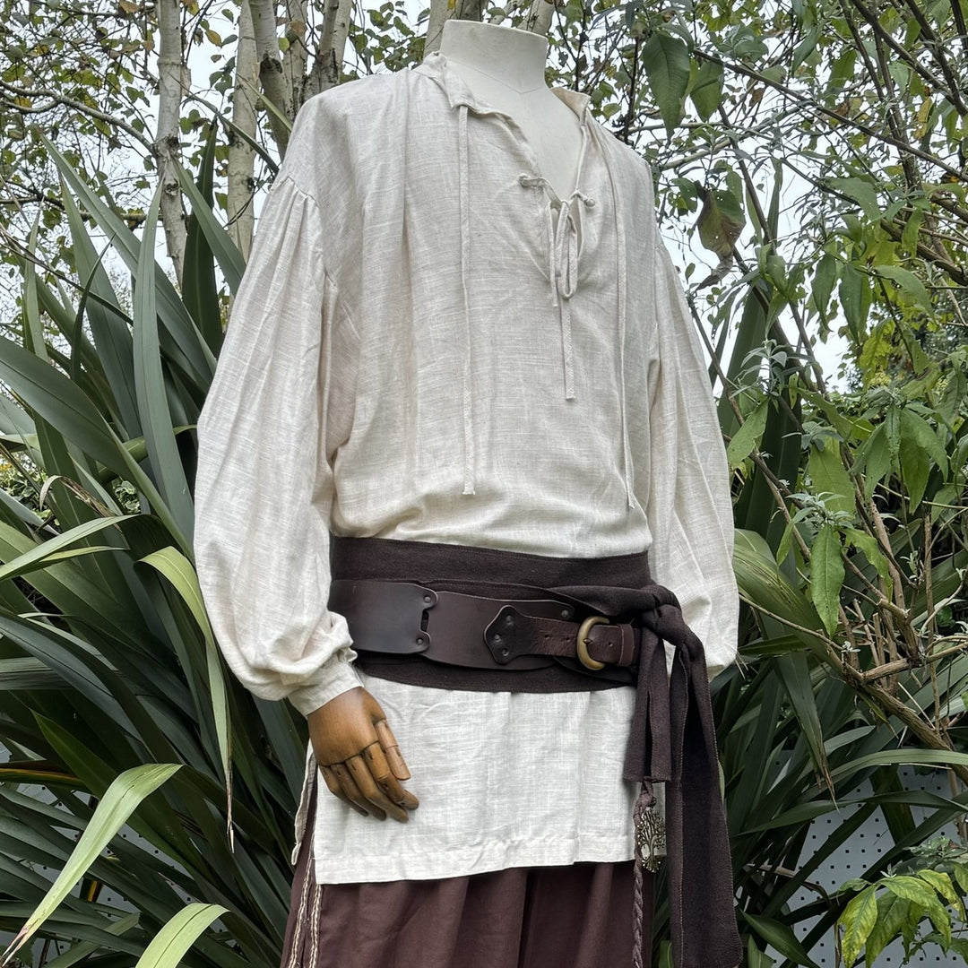 natural medieval shirt, front view for LARP.
