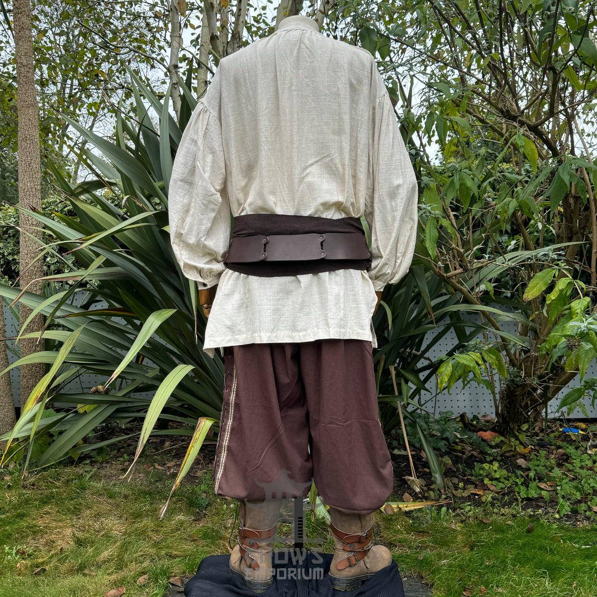Medieval natural cotton shirt viewed from the back.