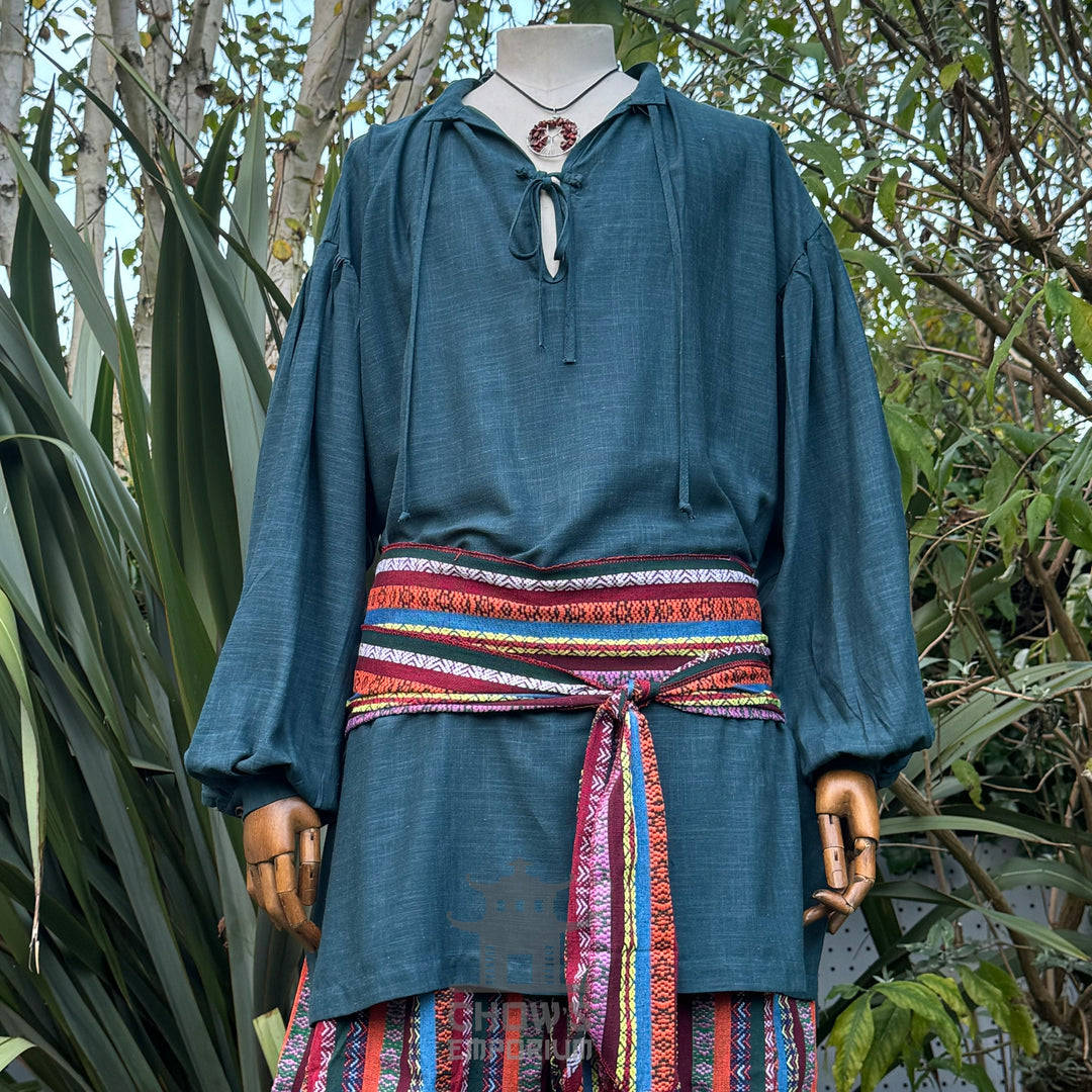 teal medieval shirt cotton linen.