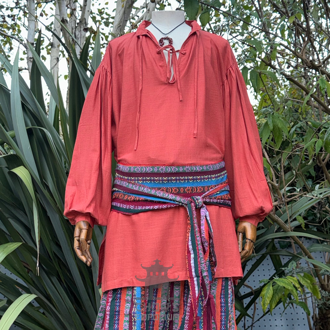 rust cotton-linen medieval shirt.