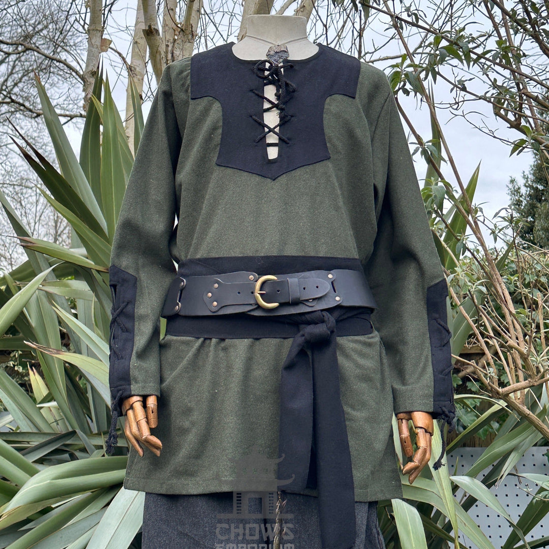 green black wool Viking shirt for LARP.