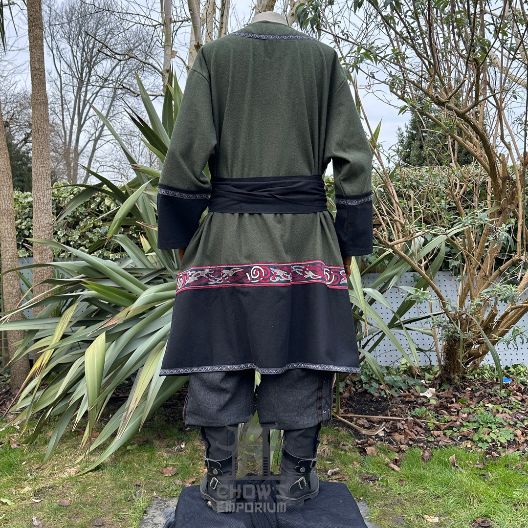 green black Viking wool tunic for cosplay and Ren faire.