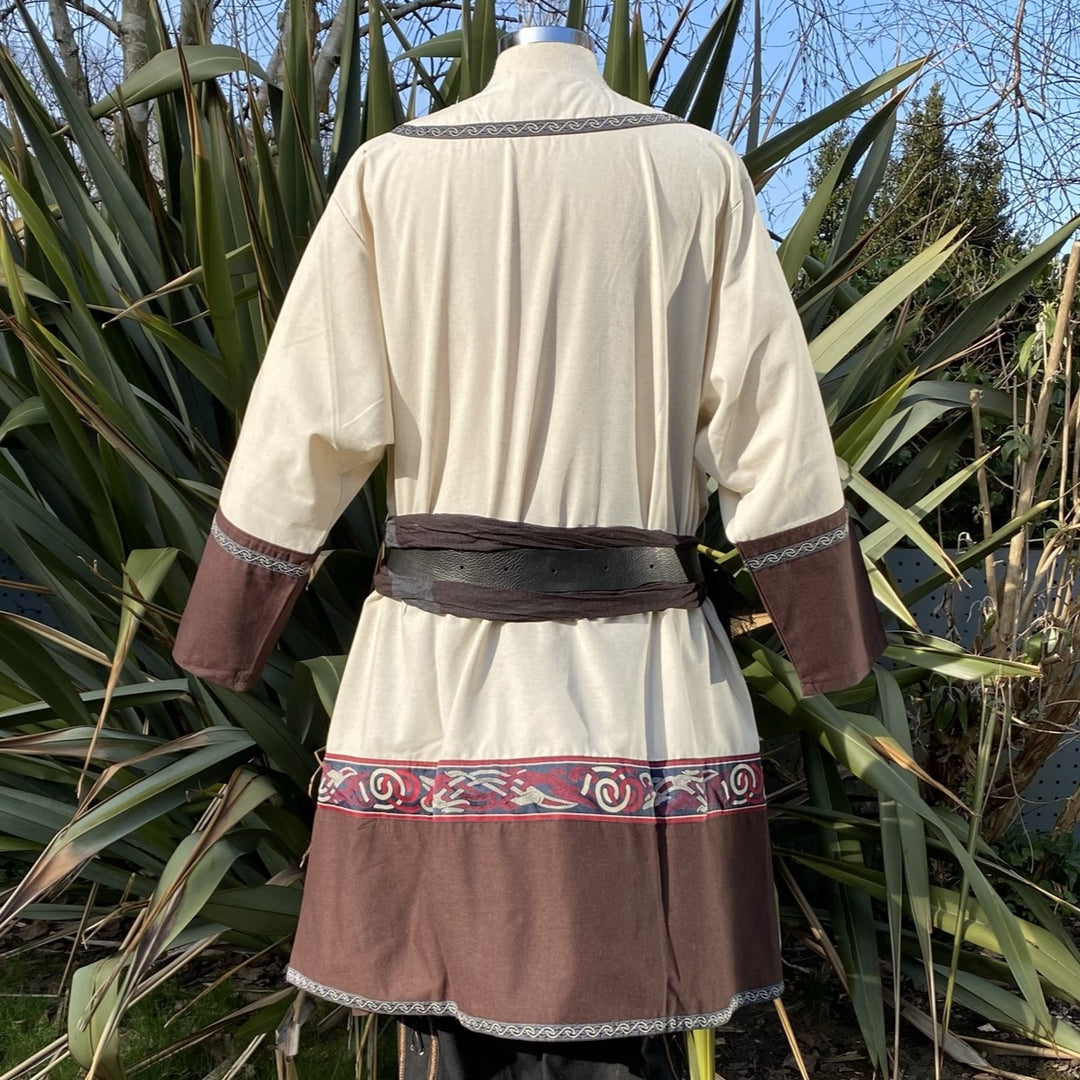 Viking Tunic in White & Brown