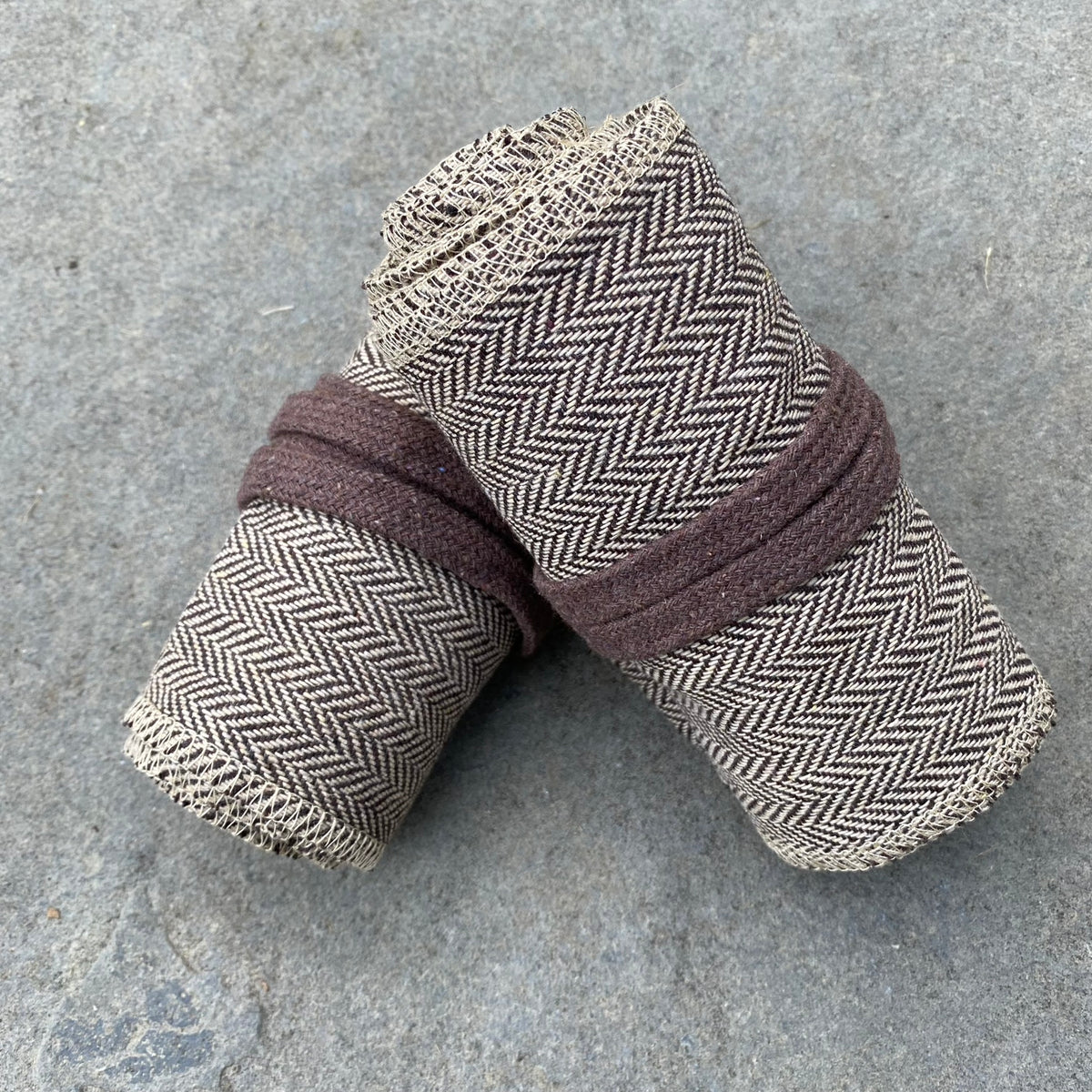 Light brown herringbone wool wrap set for LARP or medieval costumes.