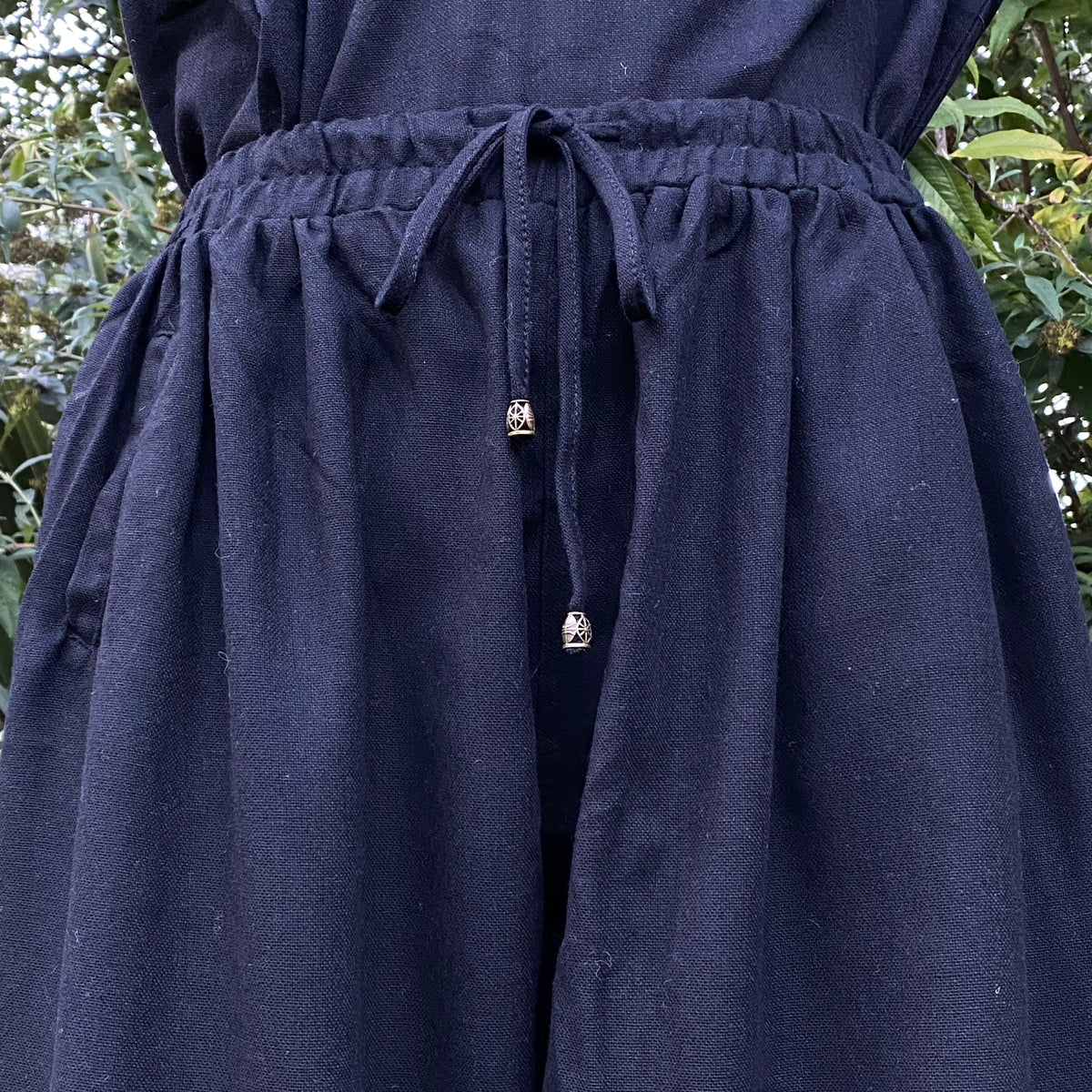 Black medieval-style pants with drawstring waist for LARP.