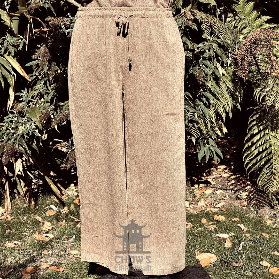 brown medieval wool trousers styled for costume.