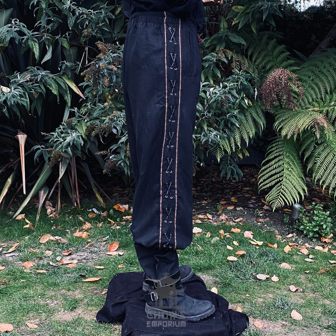 LARP Basic Outfit - 3 Piece Grey &amp; Black (Medieval Shirt, Pants &amp; Sash)