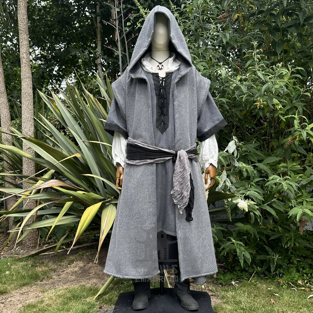 The Ashen Huntsman LARP Outfit - 3+ pieces (Robe, Hood, Sash)