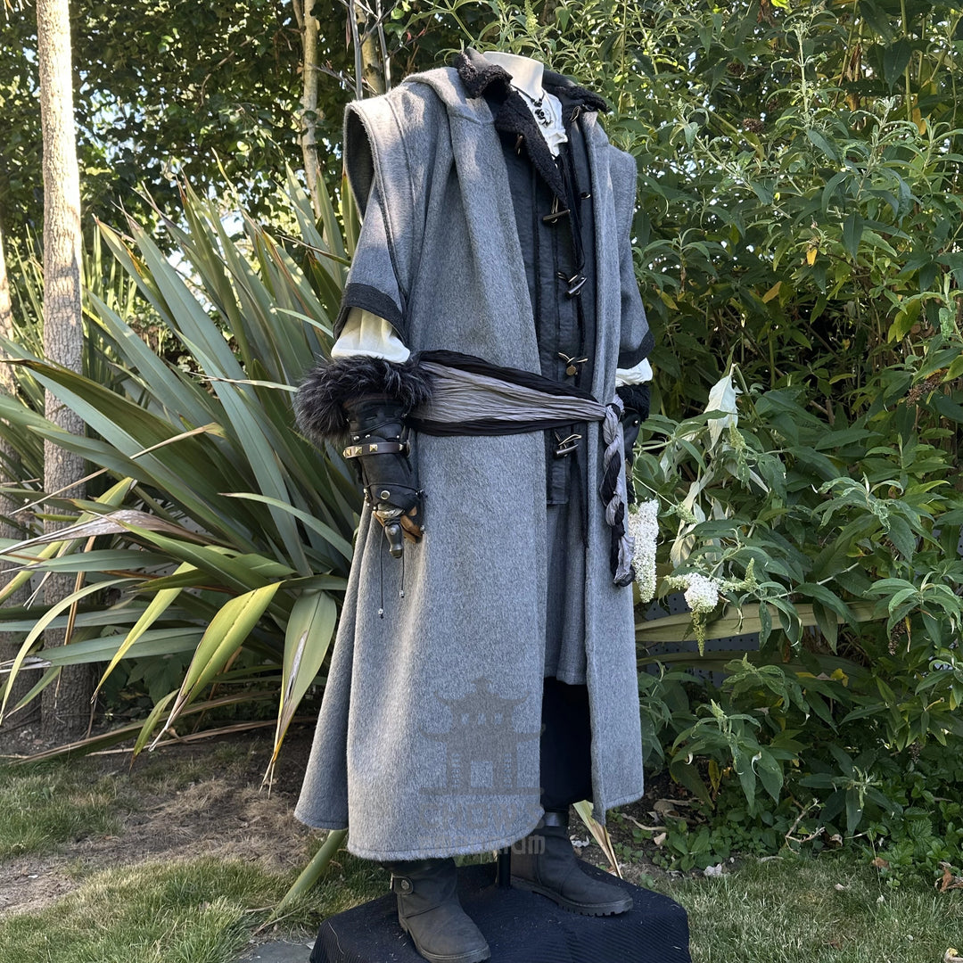 Mountain Ranger LARP Outfit, 4+ Pieces (Robe, Waistcoat, Hood &amp; Sash)
