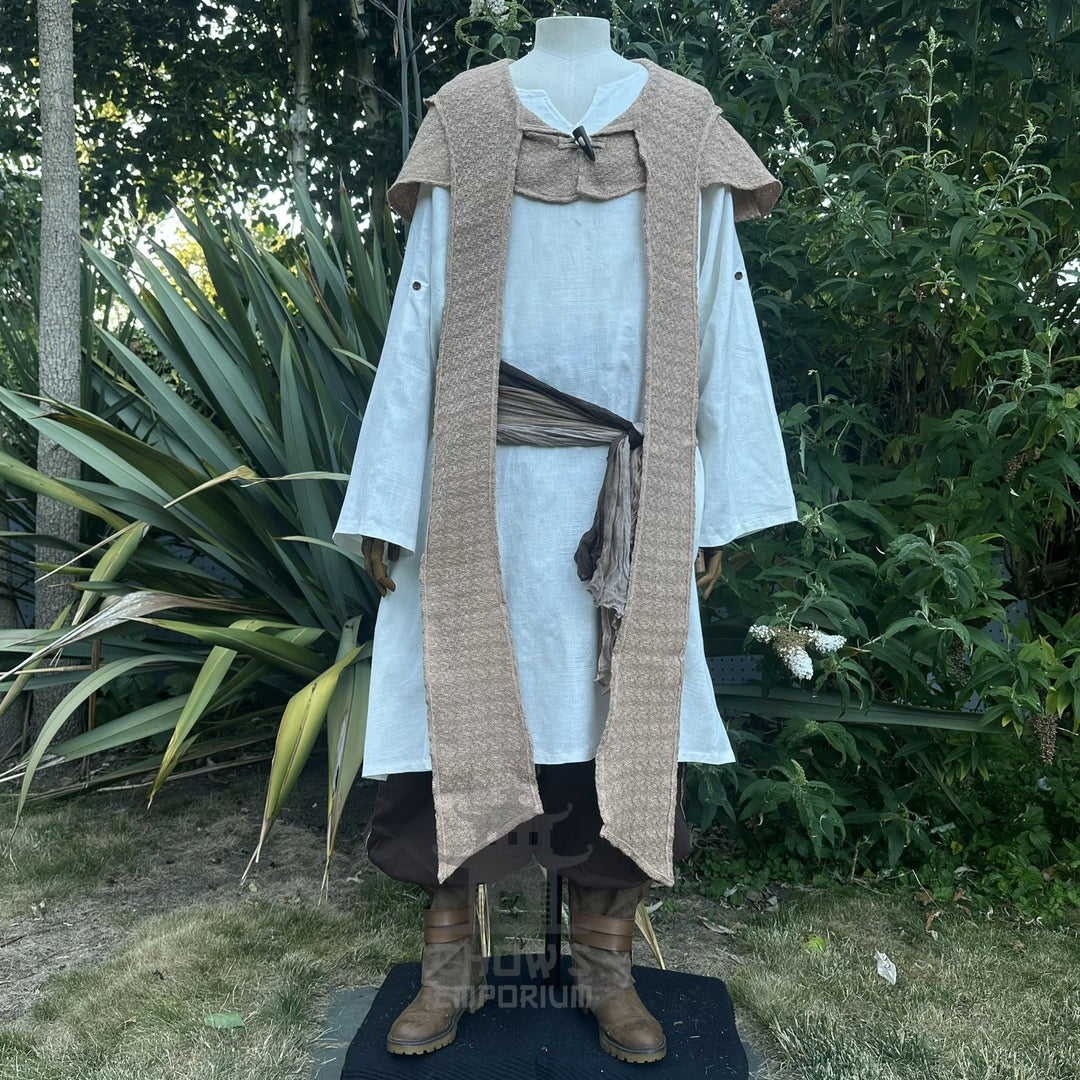 Sand Wool Textured Scarf Hood