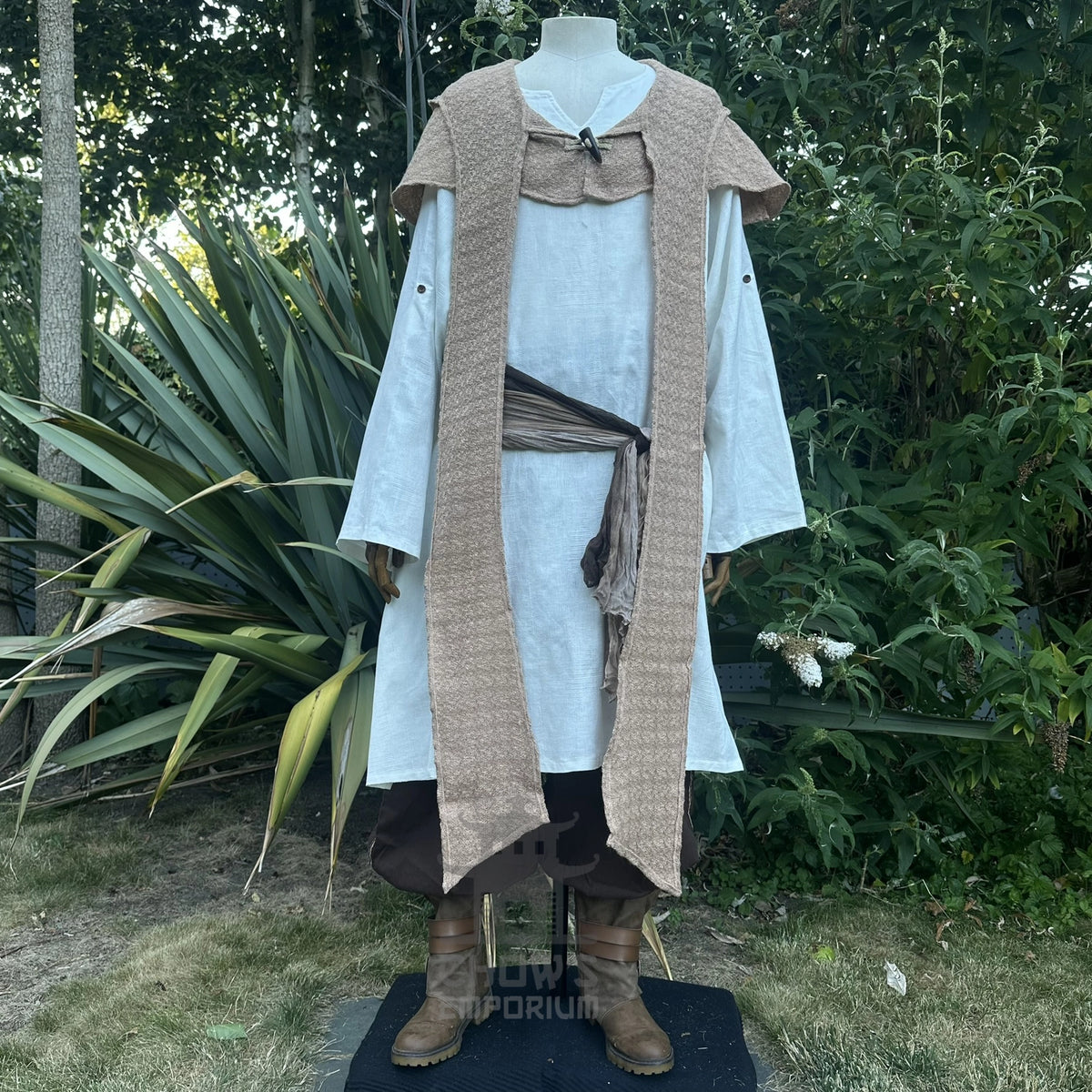 Sand Wool Textured Scarf Hood