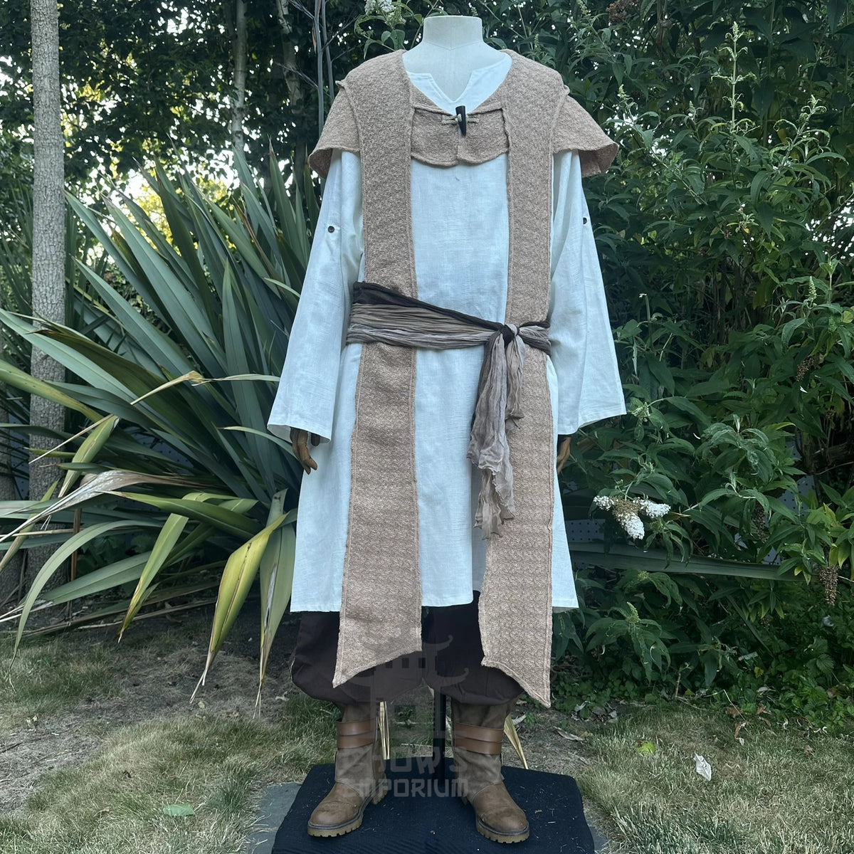 Sand Wool Textured Scarf Hood