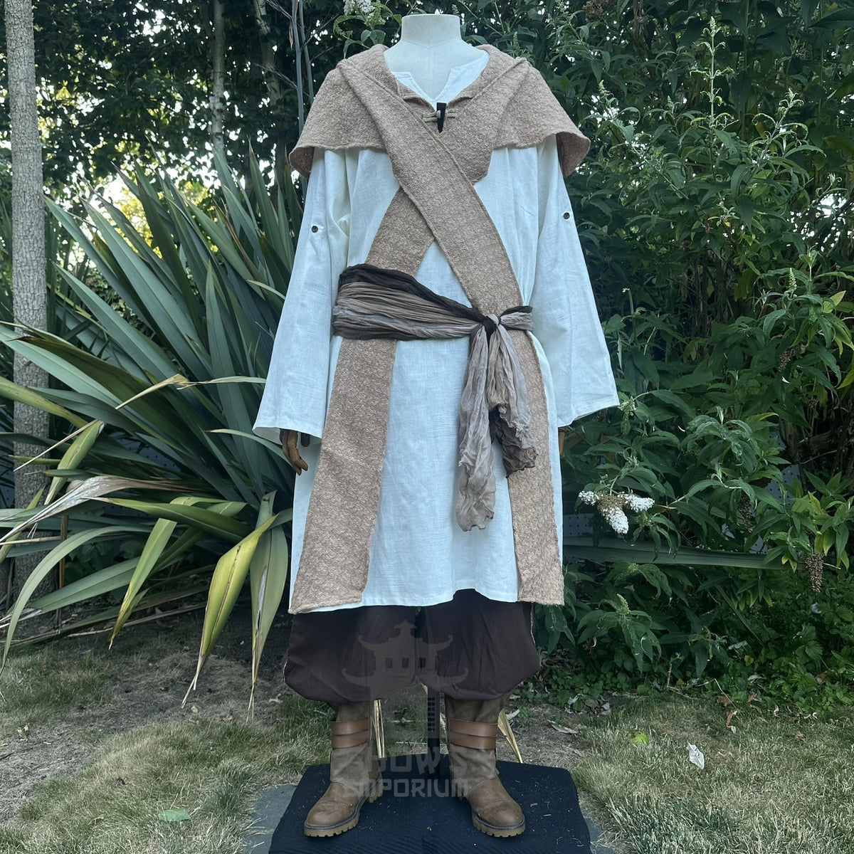 Sand Wool Textured Scarf Hood