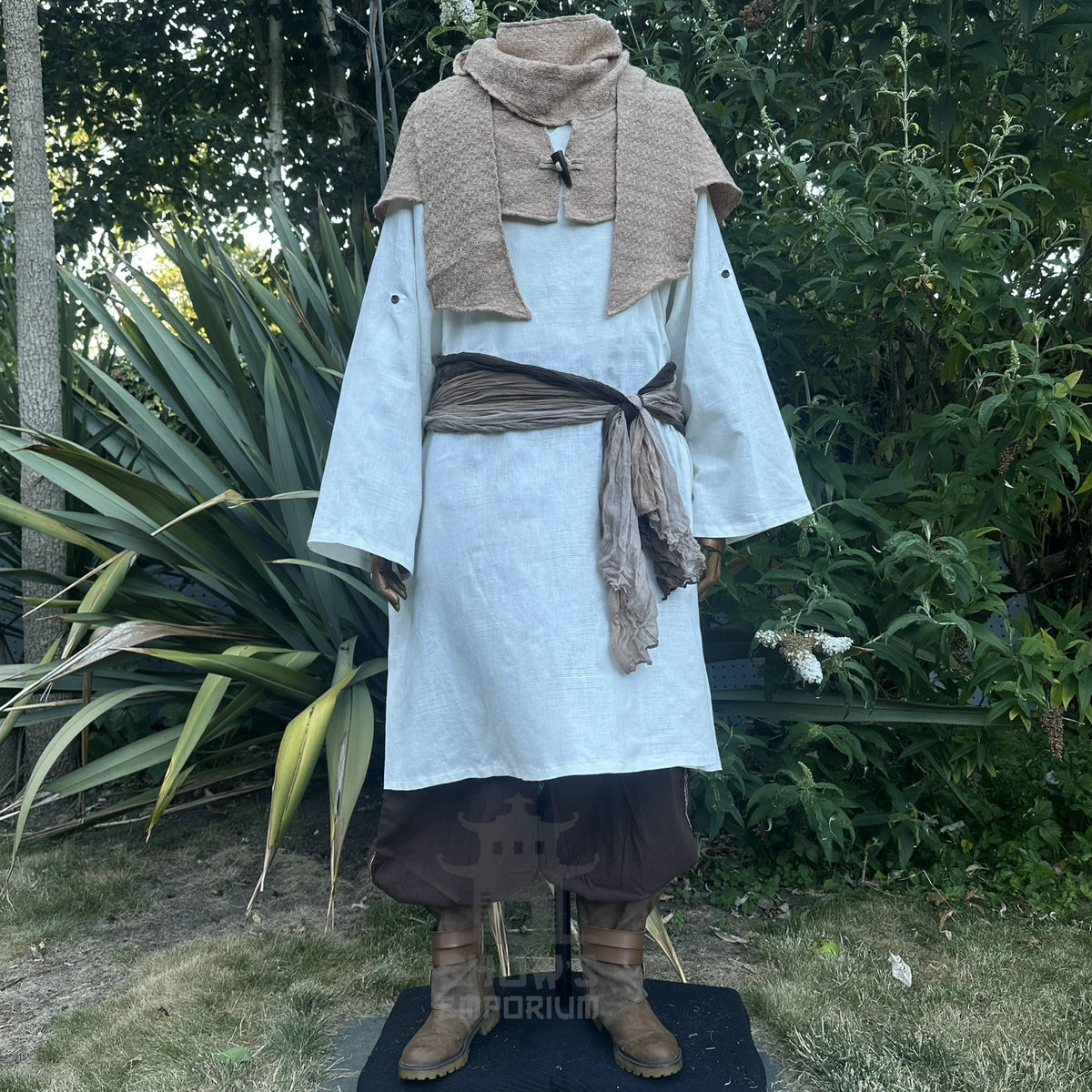 Sand Wool Textured Scarf Hood