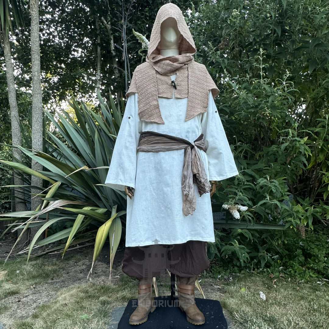 Sand Wool Textured Scarf Hood
