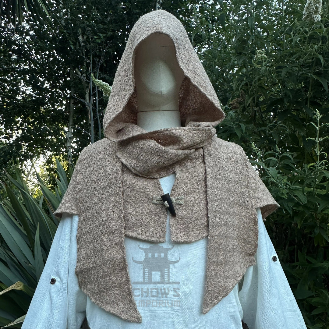Sand Wool Textured Scarf Hood